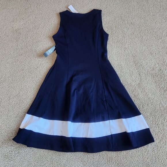 NWT 100% Cotton Jersey Dress with Pockets NAVY - Picture 3 of 4